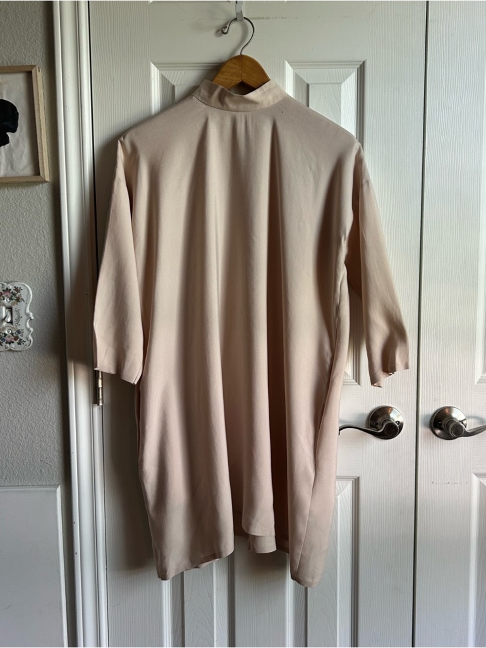 COS cream mock neck minimalist shirt dress